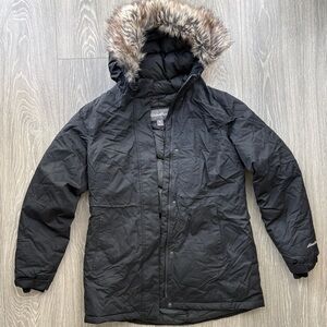 Eddie Bauer Black Parka with Faux Fur Hood